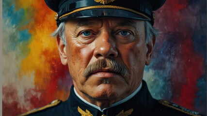 otto von bismarck abstract portrait oil pallet knife paint painting on canvas large brush strokes art watercolor illustration colorful background from Generative AI