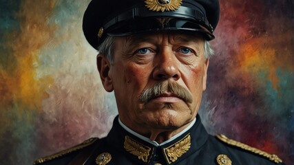 otto von bismarck abstract portrait oil pallet knife paint painting on canvas large brush strokes art watercolor illustration colorful background from Generative AI