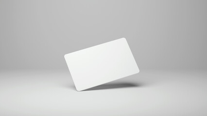 Plastic credit card mockup. Color grey background. Atm empty debit payment. Debit card mock up on grey background.