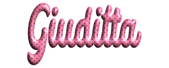 Giuditta - pink color with dots, fabric style -name - three-dimensional effect tubular writing - Vector graphics - Word for greetings, banners, card, prints, cricut, silhouette, sublimation - obrazy, fototapety, plakaty