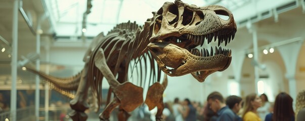 Tyrannosaurus rex skeleton in a museum display