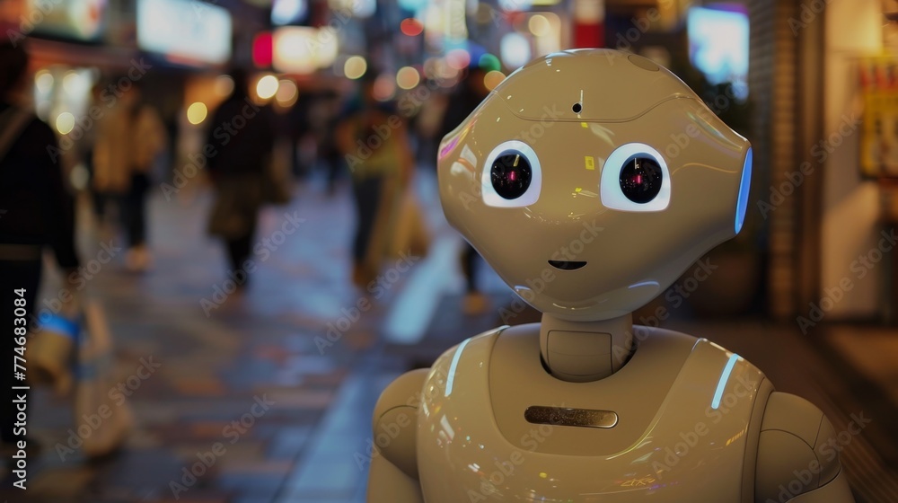 Poster Robot Close Up in Urban Setting