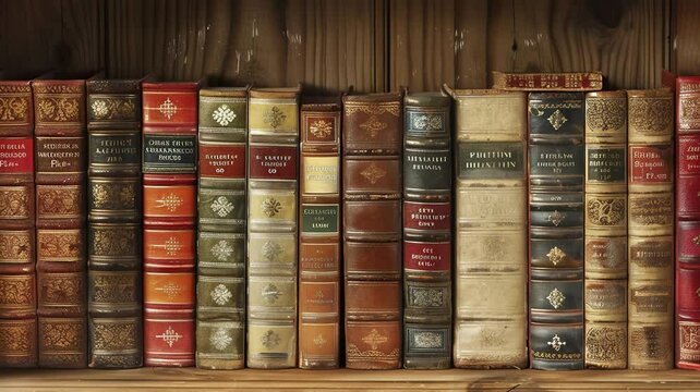 vocabulary and English books in a perfect row on a book self