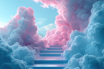 Cloud background podium blue 3d product sky white display platform render abstract stage pastel...