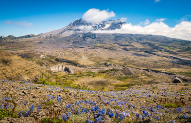 Cloudy Ethereal Peaks of Mount Saint Helens in Washington State