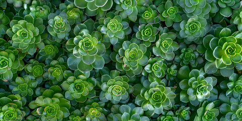 Green plants textured background of lifelong saxifrage saxifraga paniculata - obrazy, fototapety, plakaty