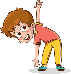 Vector illustration of cute little kids doing exercise