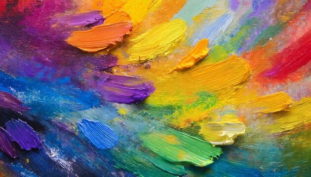 Chromatic Symphony: Abstract Rainbow Hues in Oil Brushstrokes