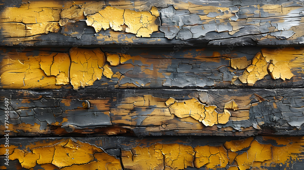 Poster a flat surface of yellow wood with horizontal stripes of rough texture