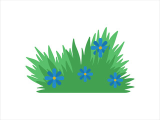 Green Bushes Grass Landscape Illustration
