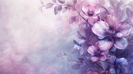 Fototapeta na wymiar A vertical wallpaper, where soft watercolor purple flowers bloom in endless tranquility