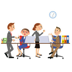 社内で会社員の人々が仕事をしているシーン