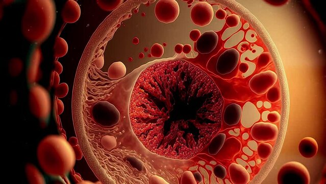 Animation of a damaged and disintegrating cancer cell..