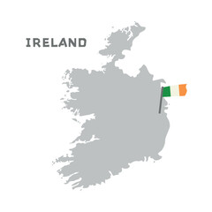 Obraz premium Ireland vector map illustration, country map silhouette with the flag inside. Map of the Ireland with the national flag isolated on white background. Every country in the world is here