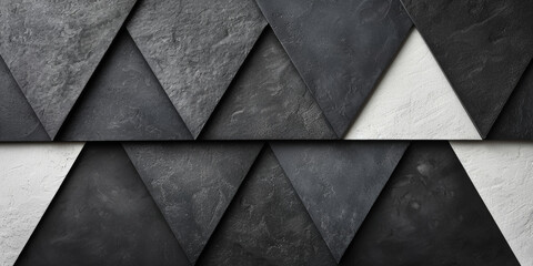 A black and white photo of a wall made of triangles. The photo is abstract and has a modern feel to it