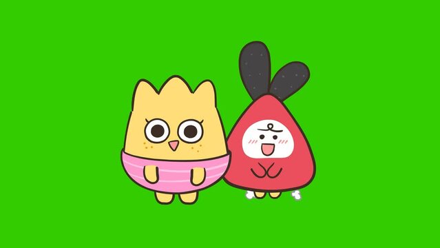 fans holding fc signs animation on green screen