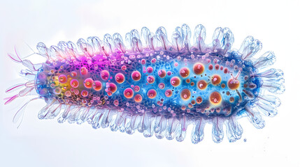 A highly detailed microscopic view of the Paramecium caudatum species of ciliated protozoan