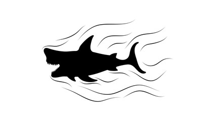 angry Shark, black isolated silhouette