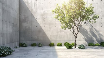 Minimalist design of a single tree casting a long shadow at sunset, serene solitude. Beautiful simple AI generated image in 4K, unique.