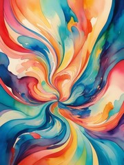 the swirls of color merge gracefully, forming a captivating watercolor painting masterpiece.