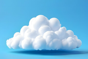 white cloud isolated on blue background soft-round cartoony and fluffy