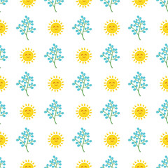 Summer Flowers Seamless Vector Pattern Design