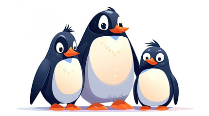 Obraz premium cute cartoon style penguin family love bond , isolated on white , Banner, postcard. Penguin awareness day. World Penguin Day, April 25. Inscription, signed picture. Character, Antarctic animal, Polar.