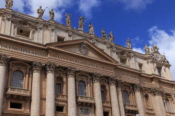 St. Peter's Basilica Facade Detail in Rome, Italy