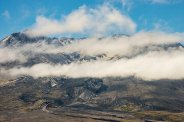 Cloudy Ethereal Peaks of Mount Saint Helens in Washington State