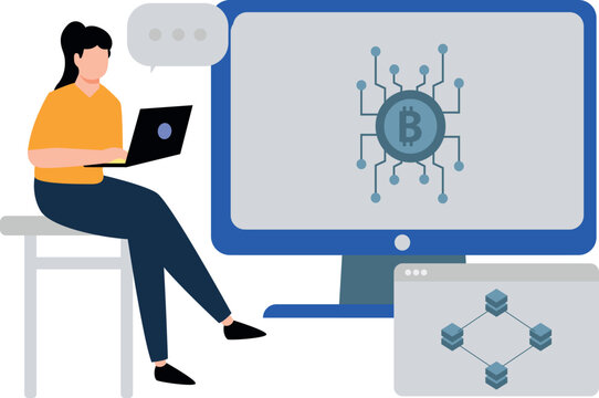 The girl is working on bitcoin networking.