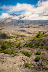 Cloudy Ethereal Peaks of Mount Saint Helens in Washington State