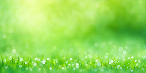 Blurred texture background with bokeh, out-of-focus blur, bright sunny summer green