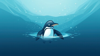 cartoon penguin underwater World penguin day April 25, Penguin Awareness Day Good for banner, poster, greeting card, party card, invitation, template, advertising, campaign, and social media.