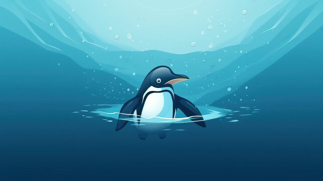 cartoon penguin underwater World penguin day April 25, Penguin Awareness Day Good for banner, poster, greeting card, party card, invitation, template, advertising, campaign, and social media.