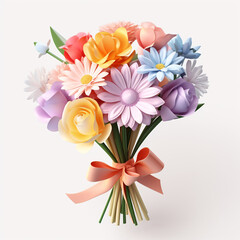 3d, bouquet for wedding, valentine's day or anniversary