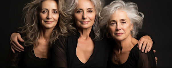 Fototapeta premium Three woman wearing dark t shirt.