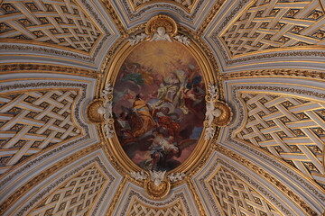 Santissima Trinità degli Spagnoli Church Ceiling with Fresco in Rome, Italy