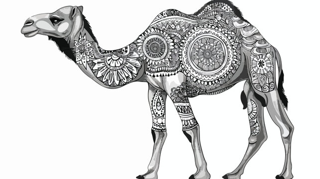 Illustration of the camel in zentangle style. 