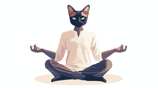 Image. A cat or a man with a cat head. Meditati