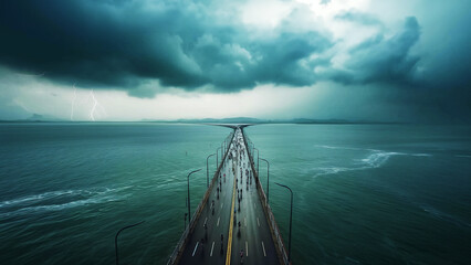 Bridge of Hope disappearing into the distance. - obrazy, fototapety, plakaty