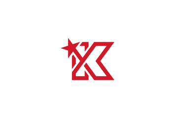 Letter K Star Logo design, Letter K with Star Inside combination, vector Illustration	