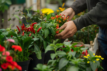 arranging these colorful chili and vegetables, day in the life of a vegetable market