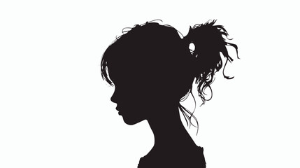 Silhouette of girl on white background. flat vector