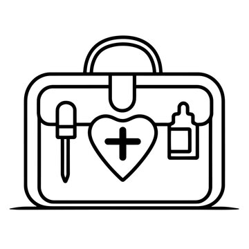 Handy first aid kit outline icon in vector format for medical designs.