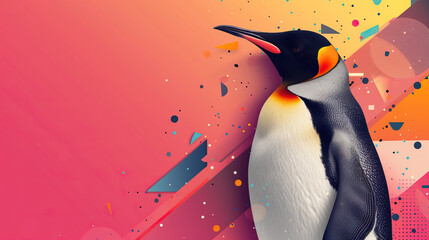 penguin on pink background World penguin day April 25, Penguin Awareness Day Good for banner, poster, greeting card, party card, invitation, template, advertising, campaign, and social media.