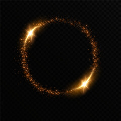 Month made of gold particles.shining sparkles.Frame.Vector image of a golden sparkling circle of stardust.