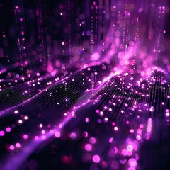 Obraz premium Holographic purple data transfer, representing Bluetooth technology, abstract and conceptual, digital and networked environment , sci-fi tone, technology