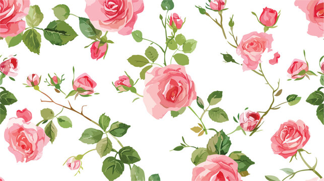 Watercolor rose pattern flat vector