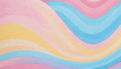 Abstract wave background in soft pastel pink, blue, yellow colors