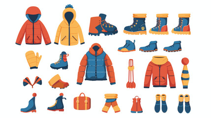 Winter wear clothes and accesories graphic design vector